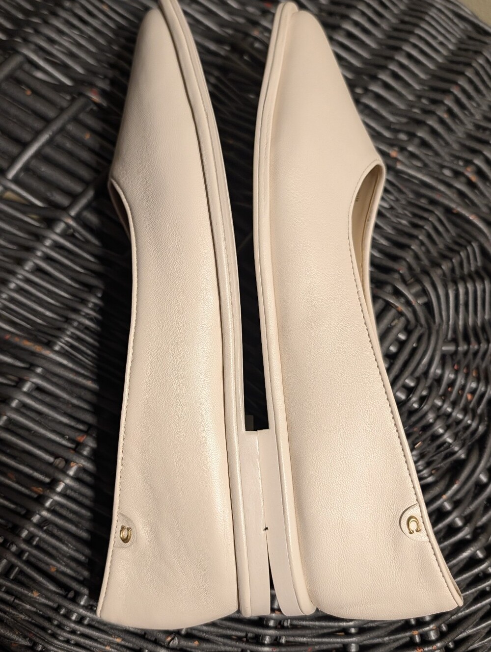 Coach Emilia Flats in Chalk Calfskin Leather sz 10 - Picture 7 of 14